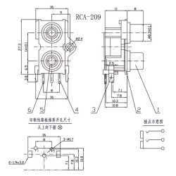 RCA-209 3.5mm Stereo RCA Jack Female - PCB Type - 4