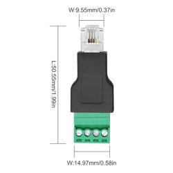 RJ11 6P4C Male to 4-Pin Screw Terminal Converter Adapter - 3