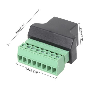 RJ45 Female to 8 Pin Screw Terminal Converter Adapter - 3