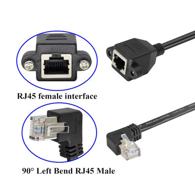 RJ45 Left Angled Panel Type Ethernet Extension Cable - 50cm - 2