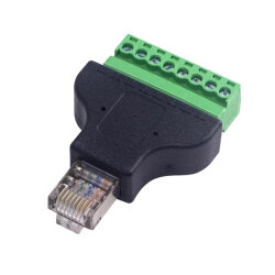 RJ45 Male to 8-Pin Screw Terminal Converter Adapter - 1