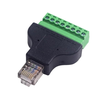 RJ45 Male to 8-Pin Screw Terminal Converter Adapter - 1