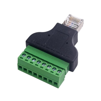 RJ45 Male to 8-Pin Screw Terminal Converter Adapter - 2