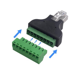 RJ45 Male to 8-Pin Screw Terminal Converter Adapter - 4
