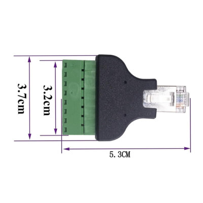 RJ45 Male to 8-Pin Screw Terminal Converter Adapter - 5