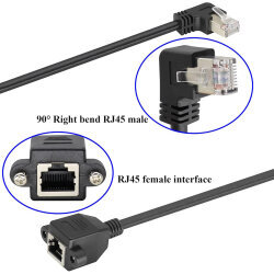 RJ45 Right Angle Panel Type Ethernet Extension Cable - 50cm - 3