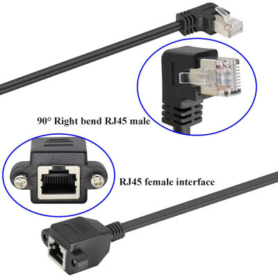 RJ45 Right Angle Panel Type Ethernet Extension Cable - 50cm - 3