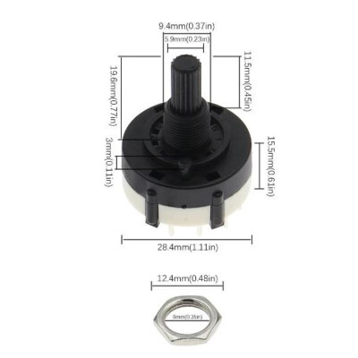 RS26 26mm 12 Konumlu Rotary Switch - Komitatör - 2