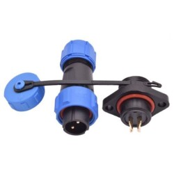 SD13 2 Pin 13mm Su Geçirmez Konnektör Takımı - Flanşlı Panel Tipi