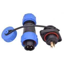SD13 3 Pin 13mm Waterproof Connector Kit - Flanged Panel Type