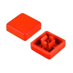 Tact Switch Kapağı Kare Kırmızı - 10x10x5mm ile Uyumlu 