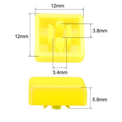 Tact Switch Kapağı Kare Sarı- 10x10x5mm ile Uyumlu - 2