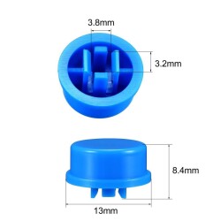 Tact Switch Kapağı Yuvarlak Mavi - 12x12x7.3mm ile Uyumlu - 2