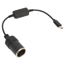 Type-C 5V - 12V Dişi Araç Çakmak Soketi Dönüştürücü - 30cm Kablolu - 1