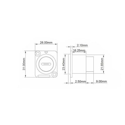 Type-C Female Connector - Panel Mount - 3