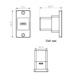 Type-C Female Panel Mount Connector - STYPE-C - 3