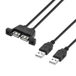 USB 2.0 2X Male-2X Female Panel Type Extension Cable - 50cm - 1