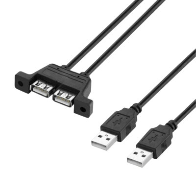 USB 2.0 2X Male-2X Female Panel Type Extension Cable - 50cm - 1