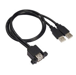 USB 2.0 Erkek-Dişi Çift USB Panel Tipi Uzatma Kablosu - 50cm - 2