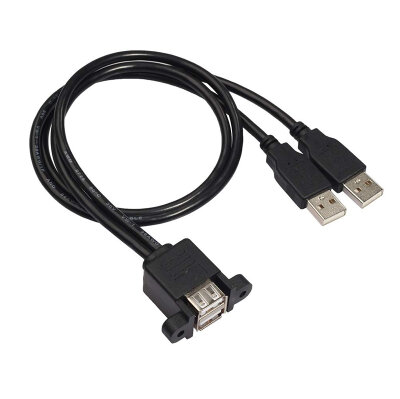 USB 2.0 Erkek-Dişi Çift USB Panel Tipi Uzatma Kablosu - 50cm - 2