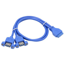 USB 3.0 19-Pin Dişi Anakart Kablosu to 2X USB 3.0 Dişi Panel Tipi Kablo - 1