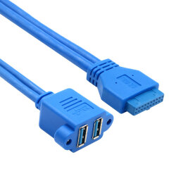 USB 3.0 19-Pin Dişi Anakart Kablosu to Çift USB 3.0 Dişi Panel Tipi Kablo - 2
