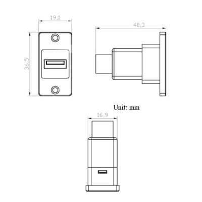USB 3.0 A Dişi - USB 3.0 B Dişi Panel Tipi Konnektör - SUSB3.0-AB-C - 4