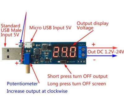 USB Güçlendirici Voltaj Regülatörü (5V to 3.3V-24V) - 3