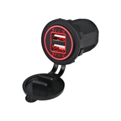 Vehicle Phone Charging Socket 2 Packs 5V 2.1A Red 