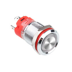 WD12D-P1Z-E 12mm Düz Anahtarlı Işıklı Metal Buton - Sarı 