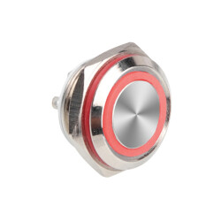 WD16C1-Pin-P1-E 16mm Flat Spring Illuminated Metal Button - Red - 1