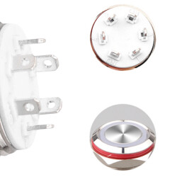 WD16C1-Pin-P1-EC 16mm Flat Spring Illuminated Metal Button - White - 3