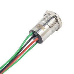 WD16D1-P2Z-E 16mm Düz Anahtarlı Işıklı Kablolu Metal Buton - Sarı - 2