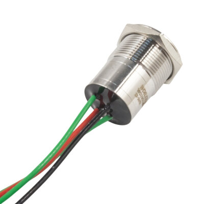 WD19D1-P2Z-E 19mm Düz Anahtarlı Işıklı Kablolu Metal Buton - Sarı - 2