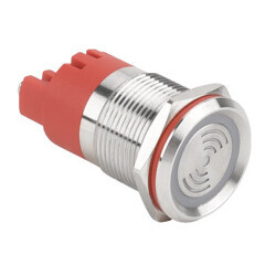 WD19F-P0-S24VR LX 19mm Sabit Sesli Işıklı Metal Buzzer - 24V 