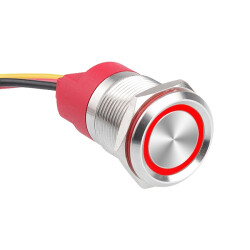WD19T-P1-E 19mm Touch Metal Button - Red 