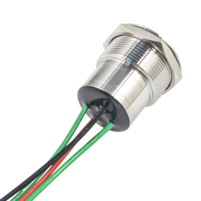 WD22D1-P2Z-EC 22mm Düz Anahtarlı Işıklı Power Kablolu Metal Buton - Yeşil - 2