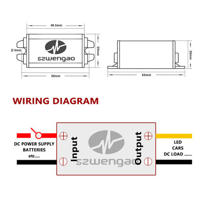 WG10-80S0503 DC-DC 10-80V to 5V 3A Voltage Reducer Module - 3