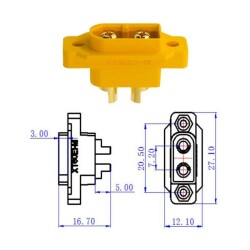 XT60E-M Panel Type Male Connector - XT60 - 3