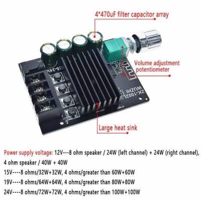 ZK-1002L 2x100W 5.0 Bluetooth Amfi Devresi - 3